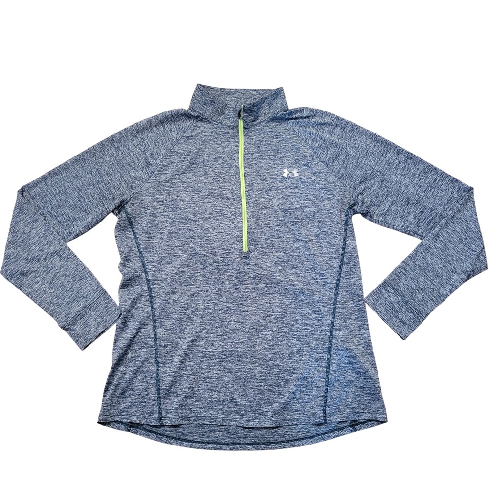 Under Armour XL Pullover Gray Lime Space Dye HeatGear Tech 1/4 Zip Run Sport